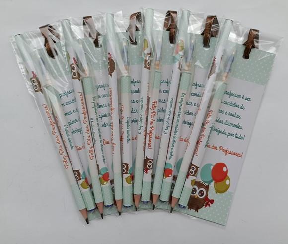 Marcador de Livro + Caneta + Lápis Dia dos Professores