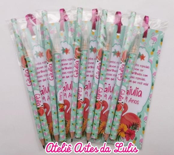 Marcador de Livro + Caneta + Lápis Flamingo