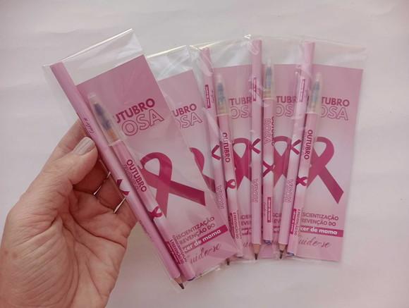 Marcador de Livro + Caneta + Lápis Outubro Rosa