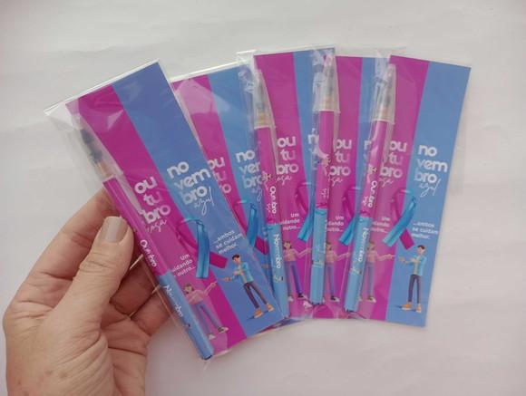 Marcador de Livro + Caneta Outubro Rosa e Novembro Azul