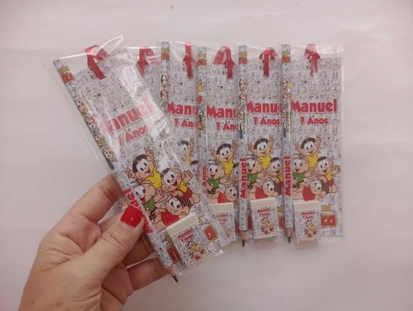Marcador de Livro + Lápis + Borracha Turma da Mônica