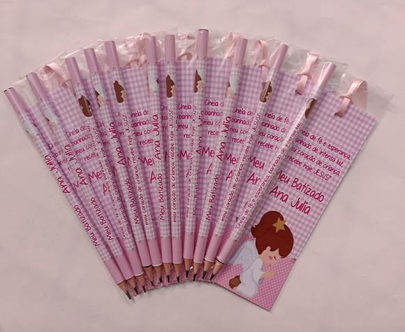 Marcador de Livro + Lápis Batizado Menina