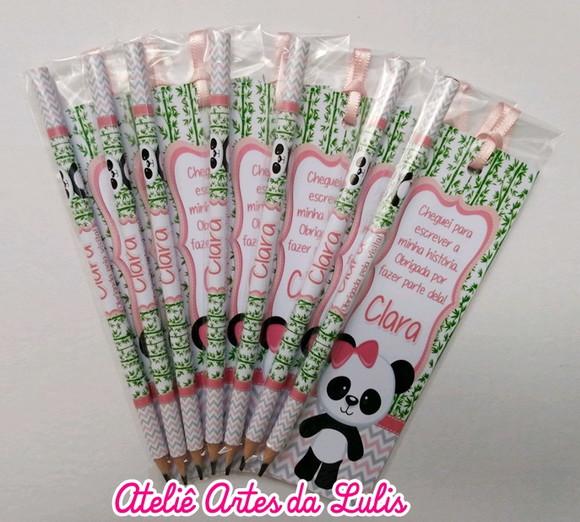 Marcador de Livro + Lápis Ursinho Panda