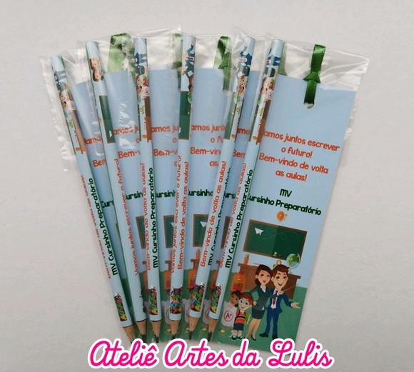 Marcador de Livro + Lápis Volta as Aulas