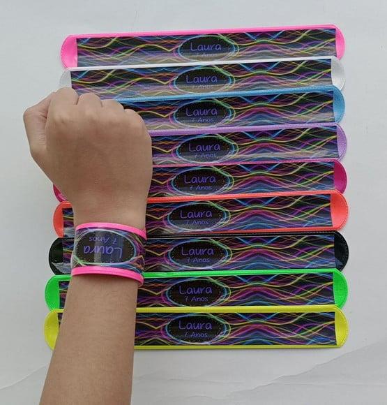 Pulseira Bate Enrola Festa Neon Cores Sortidas