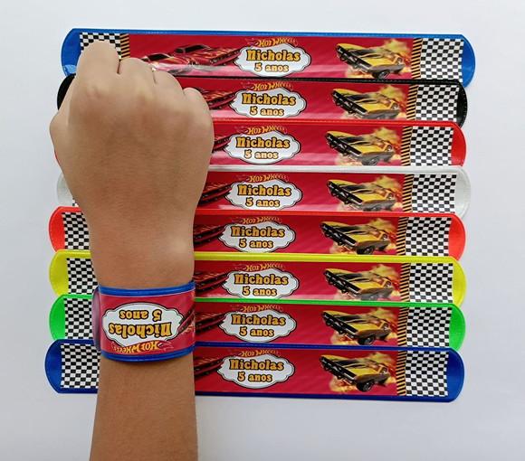 Pulseira Bate Enrola Hotwheels Cores Sortidas