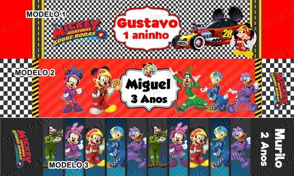 Pulseira Bate Enrola Mickey Sobre Rodas Cores Sortidas