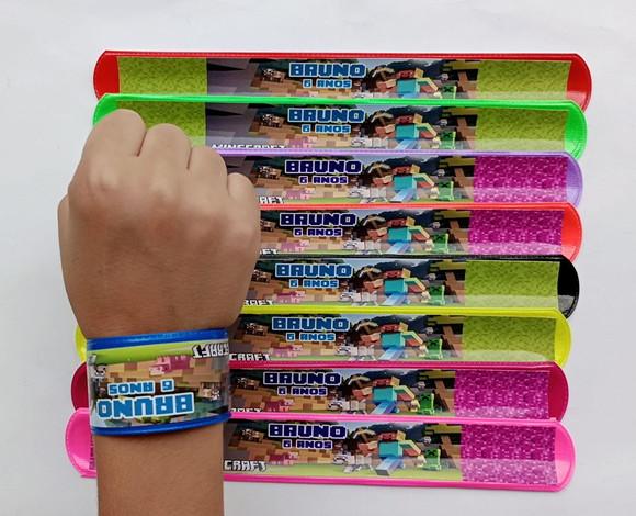 Pulseira Bate Enrola Minecraft Cores Sortidas