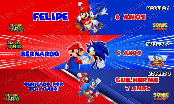 Pulseira Bate Enrola Sonic e Mario Cores Sortidas