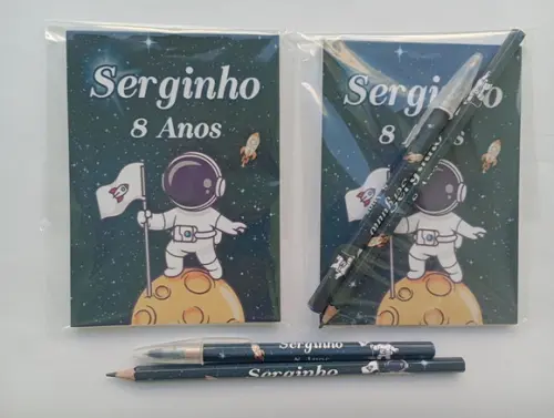 Bloquinho com Caneta e Lápis Astronauta