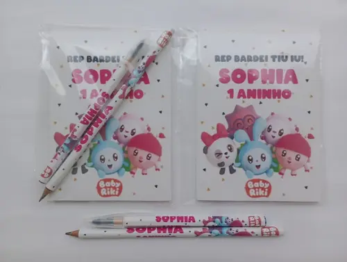 Bloquinho com Caneta e Lápis Baby Riki