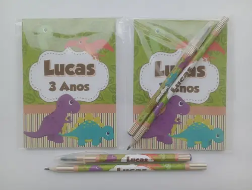 Bloquinho com Caneta e Lápis Dinossauro Baby