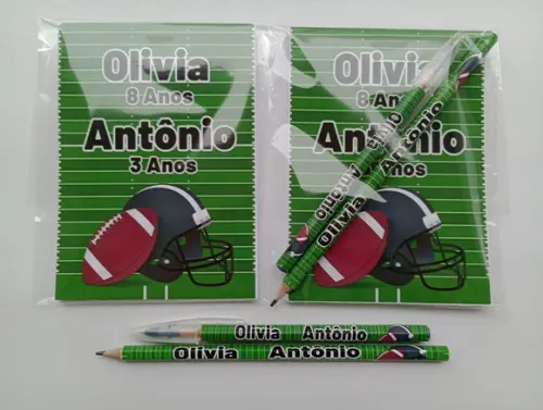 Bloquinho com Caneta e Lápis Futebol Americano
