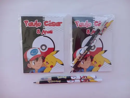 Bloquinho com Caneta e Lápis Pokémon