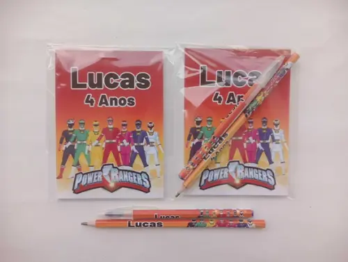 Bloquinho com Caneta e Lápis Power Rangers