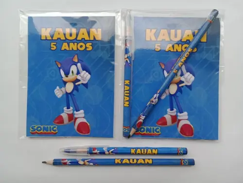 Bloquinho com Caneta e Lápis Sonic