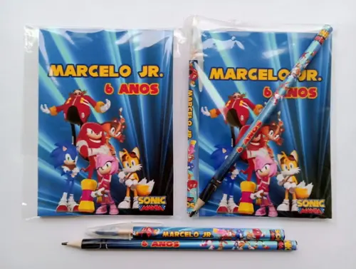 Bloquinho com Caneta e Lápis Sonic