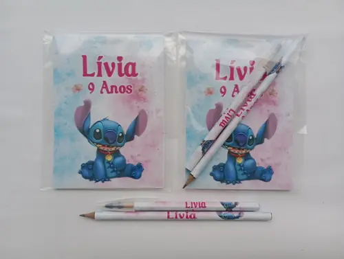 Bloquinho com Caneta e Lápis Stitch