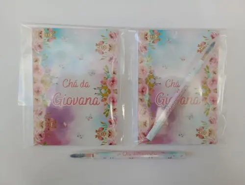 Bloquinho com Caneta Floral Aquarela