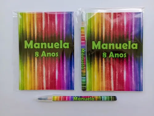 Bloquinho com Caneta Neon