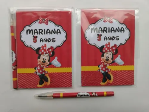 Bloquinho com Caneta Minnie Vermelha
