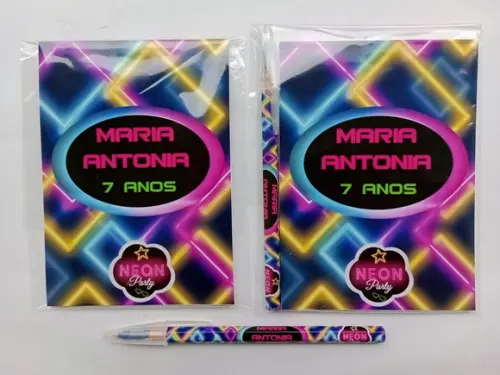 Bloquinho com Caneta Neon