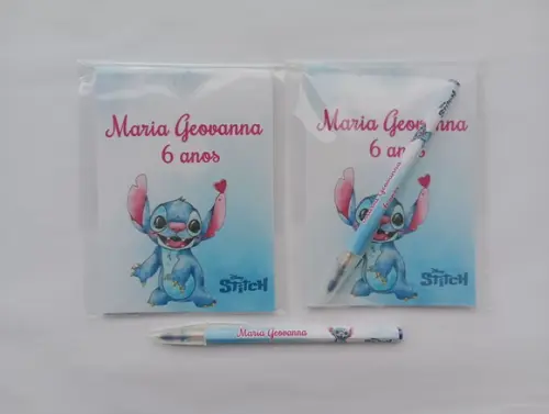 Bloquinho com Caneta Stitch Aquarela