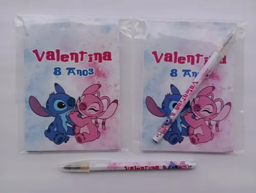 Bloquinho com Caneta Stitch e Angel