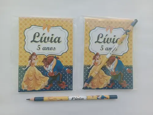Bloquinho com Lápis a Bela e a Fera