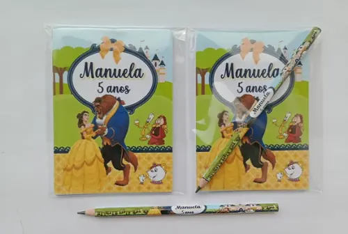 Bloquinho com Lápis a Bela e a Fera