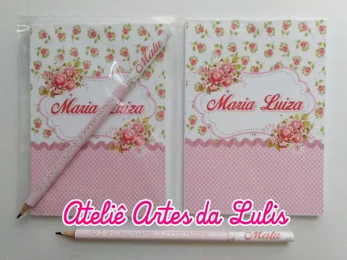 Bloquinho com Lápis Floral