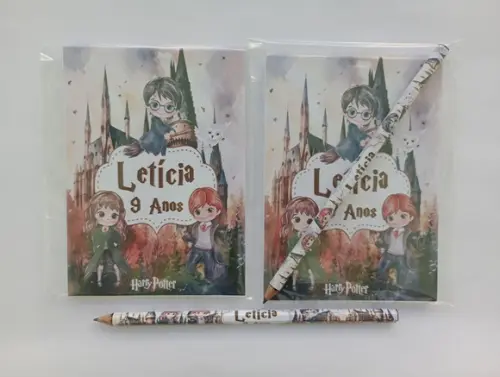 Bloquinho com Lápis Harry Potter Aquarela
