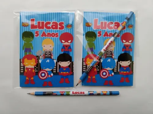 Bloquinho com Lápis Heróis Baby