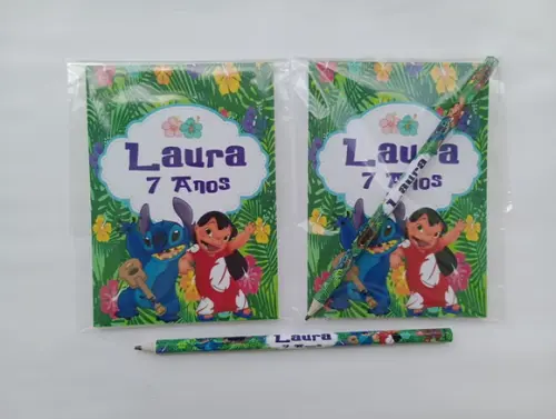 Bloquinho com Lápis Lilo e Stitch