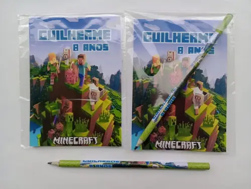 Bloquinho com Lápis Minecraft