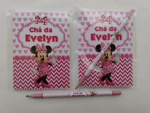 Bloquinho com Lápis Minnie Rosa