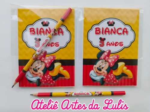 Bloquinho com Lápis Minnie Vermelha
