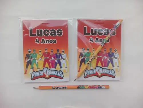 Bloquinho com Lápis Power Rangers