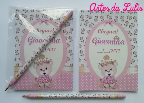 Bloquinho com Lápis Ursinha Princesa