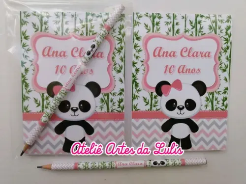 Bloquinho com Lápis Ursinho(a) Panda