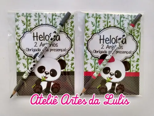 Bloquinho com Lápis Ursinho(a) Panda