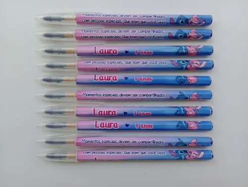 Caneta Personalizada Stitch e Angel