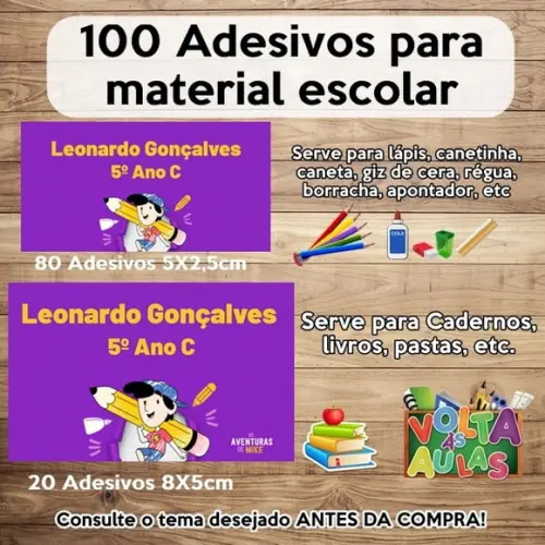 Kit Adesivo Escolar as Aventuras de Mike