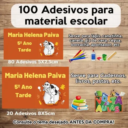 Kit Adesivo Escolar as Aventuras de Mike