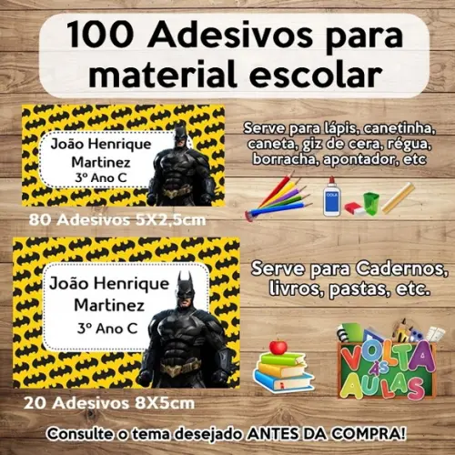 Kit Adesivo Escolar Batman