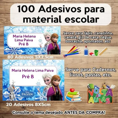 Kit Adesivo Escolar Frozen