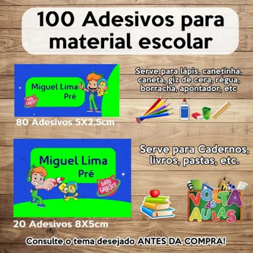 Kit Adesivo Escolar Gato Galactico