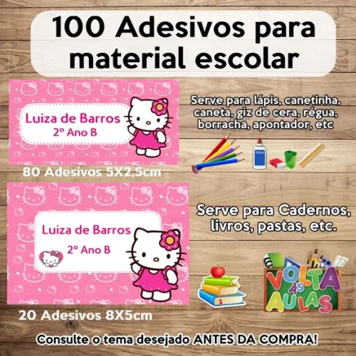Kit Adesivo Escolar Hello Kitty
