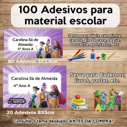 Kit Adesivo Escolar Guerreiras do Kpop