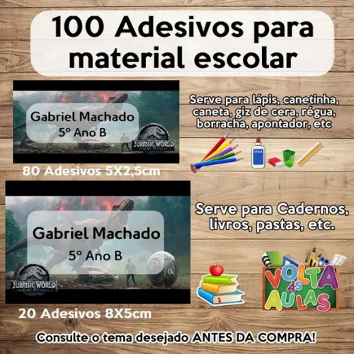 Kit Adesivo Escolar Jurassic World